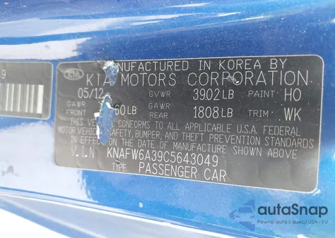 2012 Kia Forte Koup Sx from USA, damaged, VIN KNAFW6A39C5643049